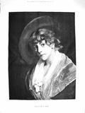 Original Old Antique Print 1881 Fine Art Portrait Beautiful Lady Eglantine 0