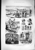 Original Old Antique Print 1881 Wimbledon Rifle Meeting Shooting Butts Spo 19th