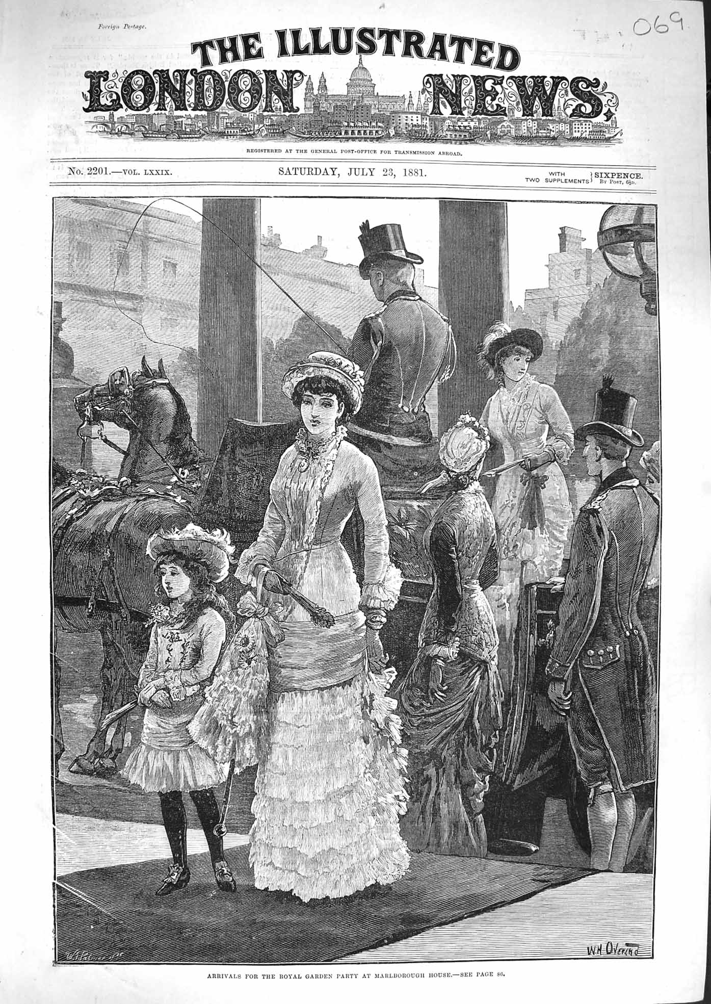 Original Old Antique Print 1881 Royal Garden Party Marlborough House Fine Art