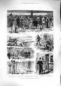 Old Antique Print 1881 Wimbledon Rifle Meeting Shooting Silver Key Army 19th