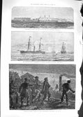 Old Antique Print 1881 French Tunis Sfax Ships War German Students Prague 19th
