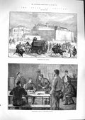 Antique Old Print *3305 1881 Ireland Kilmainham Jail Dublin Surrendering Arms