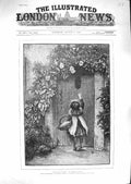 Original Old Antique Print 1881 Not Tall Enough Little Girl Door Knocker 19th