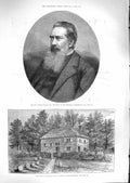 Old Antique Print 1881 George Osborn Wesleyan Grave William Penn Jordans 19th