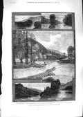 Original Old Antique Print 1881 Cascapediac River Canada Piko Hill Jack Sailor