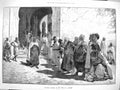 Old Antique Print *3306 1881 Scene Algerine Beggars Door Mosque Fine Art