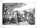 Original Old Antique Print 1881 Day Arcadia Children Picnic Garden Cow F 19th