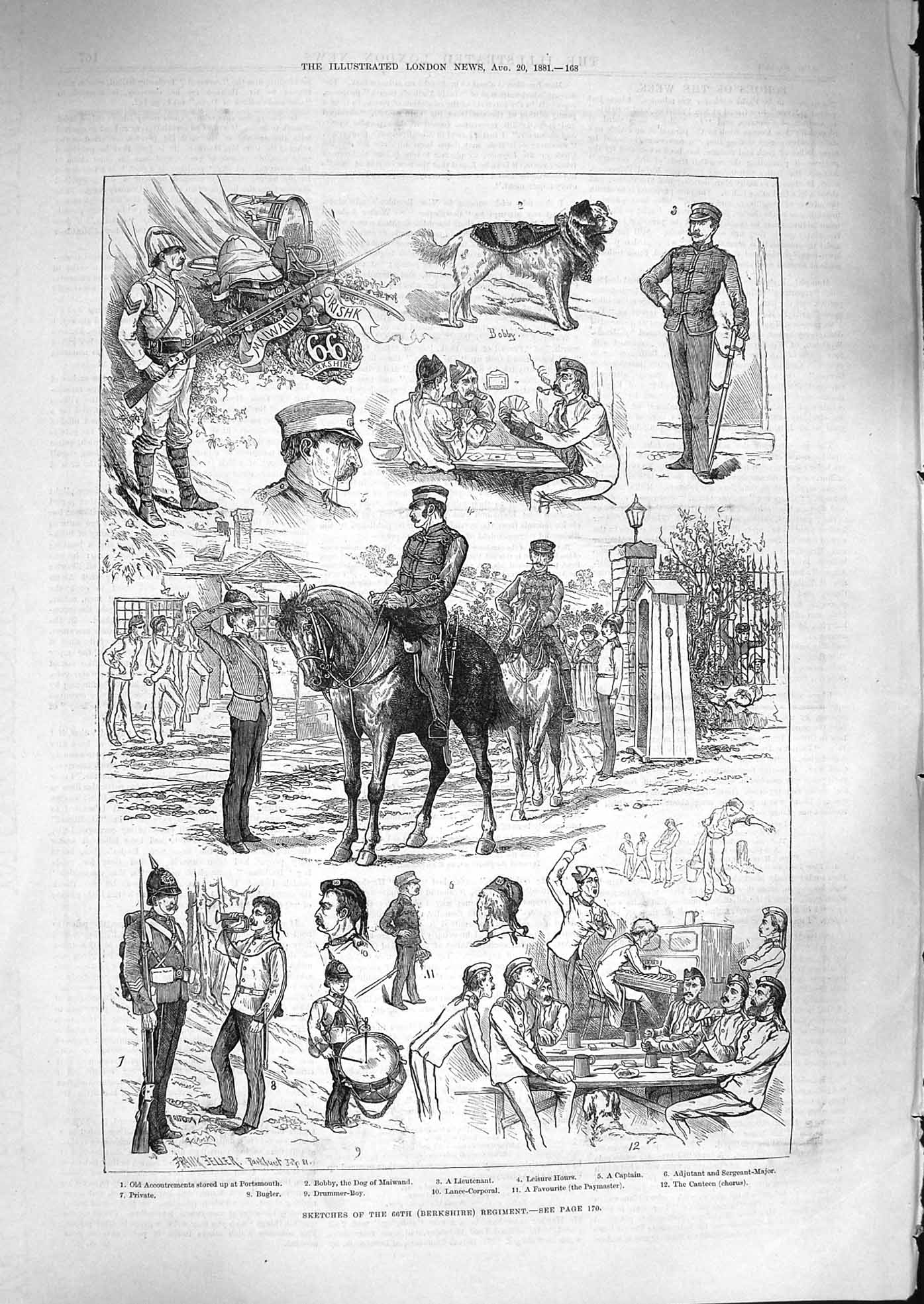 Original Old Antique Print 1881 Berkshire Regiment Siers Canteen Drummer Boy