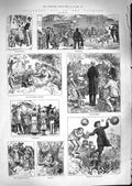 Original Old Antique Print 1881 Children Day Out Playing Country Balloons 19th