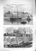 Original Old Antique Print 1881 Train Crash Blackburn Boycotted Smack Wave Cork