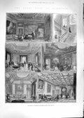 Original Old Antique Print 1881 Queen Apartments Holyrood Palace Edinburgh 19th