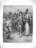Original Old Antique Print 1881 Home Again War Siers Marching Band Fine Art