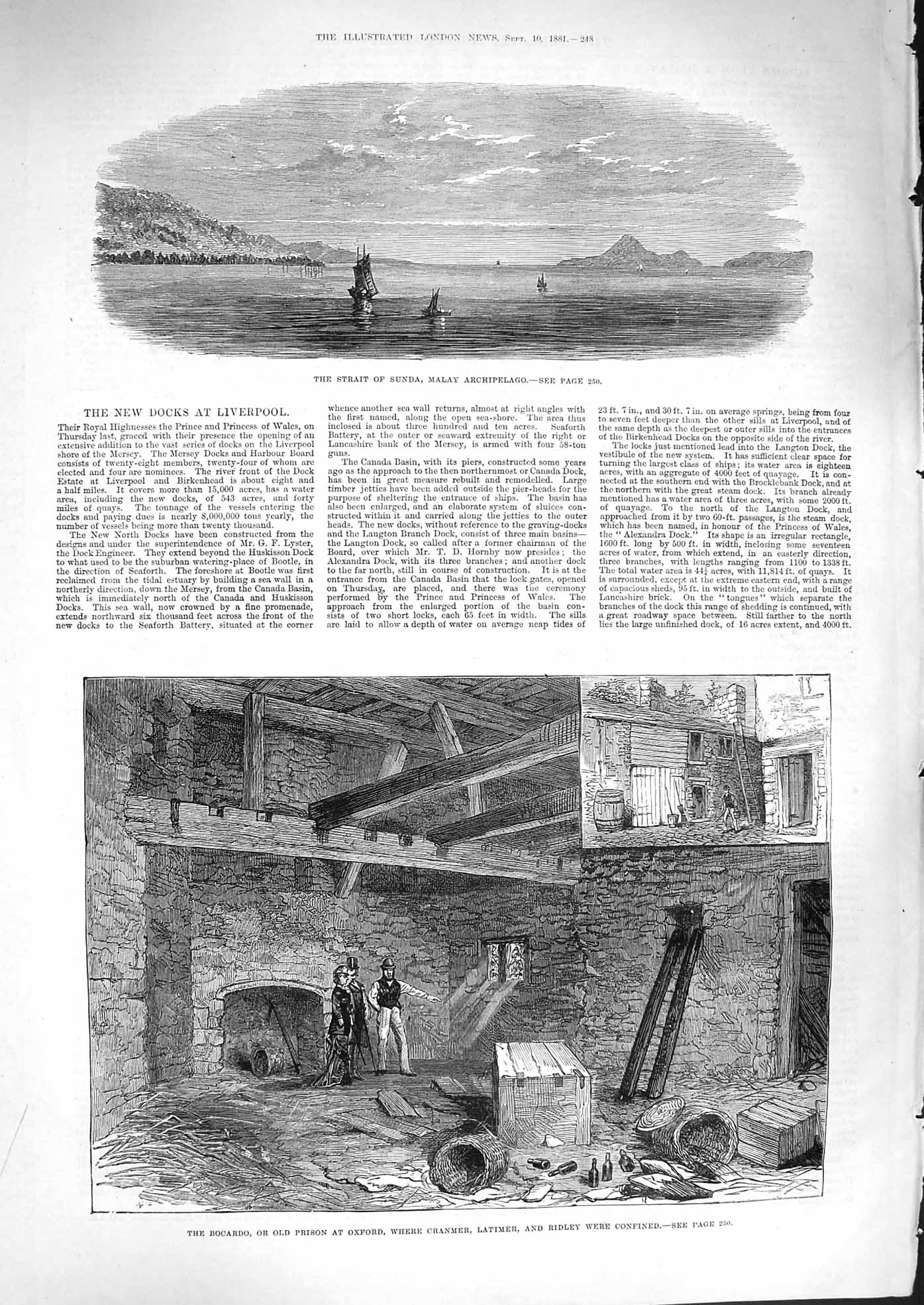Old Antique Print 1881 Strait Sunda Malay Bocardo Prison Oxford Cranmer 19th