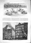 Original Old Antique Print 1881 Coracle Boat Race Severn Shropshire Fire Ch 19th