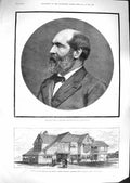 Original Old Antique Print 1881 James Garfield America President Long Branch