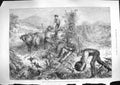Original Old Antique Print 1881 Gathering Pumpkins Husking Maize America Fruit