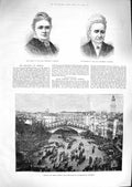 Original Old Antique Print 1881 Widow Mother Garfield Regatta Venice Congress