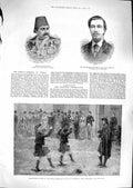 Old Antique Print 1881 Sword Dance Asylum Godalming Zil-Ul-Sultan Chess 19th