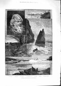 Old Antique Print 1881 Isle Man Port St. Mary Manx Girl Erin Brada Head 19th