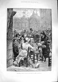 Original Old Antique Print 1881 Tourist Venice Band Piazza St. Mark'S F 19th