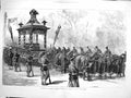 Original Old Antique Print 1881 Funeral President Garfield Car Coffin Horses