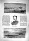 Original Old Antique Print 1881 Pier Government Limasol Cyprus Robinson 19th