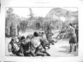 Original Old Antique Print 1881 Royal Highlands Tug-Of-War Balmoral Abergeldie