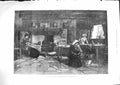 Original Old Antique Print 1881 Fisherman Cottage Isle Man Family Children 19th