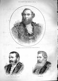 Original Old Antique Print 1881 Alderman Ellis Mayor London Sheriff Hanson Ogg