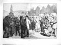 Original Old Antique Print 1881 Hiring Statute Fair North ScotlandVictorian