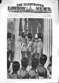 Original Old Antique Print 1881 Waterloo Colours Battalion Grenadier Wellington