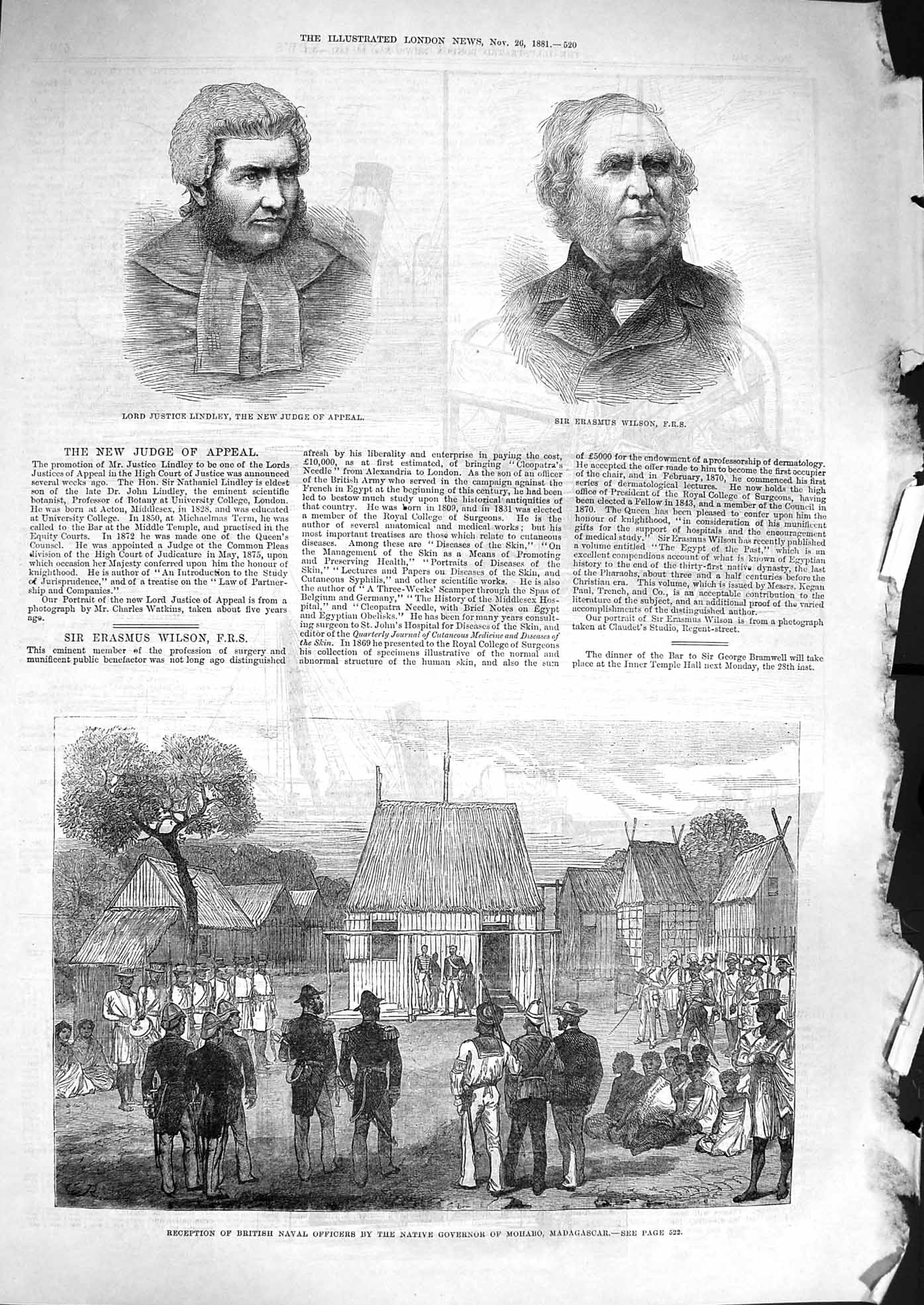 Original Old Antique Print 1881 British Navy Madagascar Wilson Justice Lindley