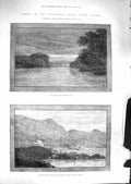 Original Old Antique Print 1881 Piko Hill Casapediac River Canada Wooden Houses