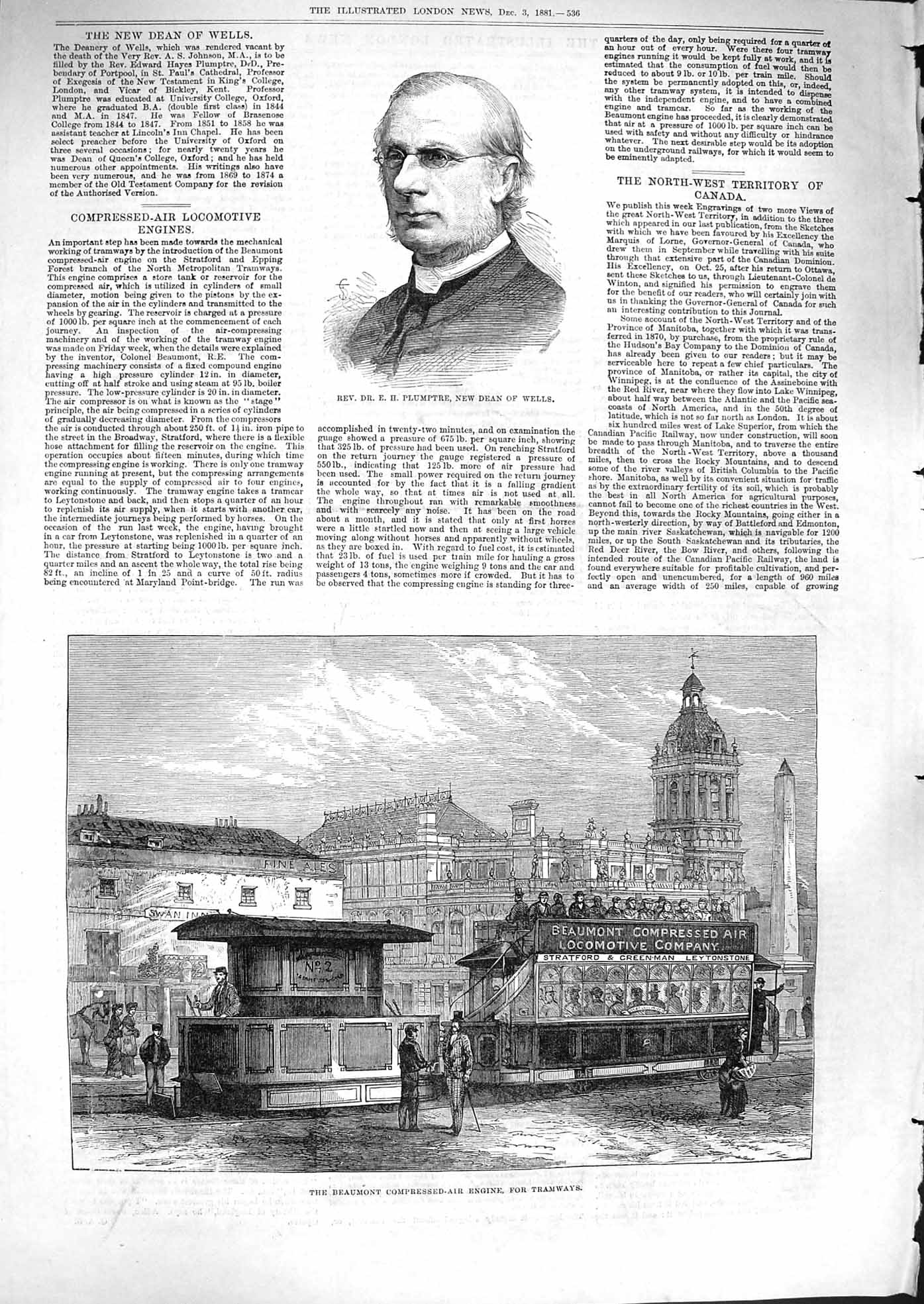 Original Old Antique Print 1881 Plumptre Dean Wells Beaumont Engine Tramways