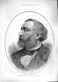 Old Antique Print 1881 Portrait Gambetta Prime Minister French Republic 19th