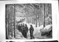 Original Old Antique Print 1881 Funeral Norway Snow Ice Forest Trees Fine Art