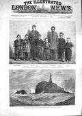 Antique Old Print *3297 1881 Calf-Rock Lighthouse Bantry English Acrobat Boys