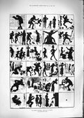 Original Old Antique Print 1881 Shadow Charades Furniss Black Figures Victorian