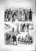 Original Old Antique Print 1881 Land Court Ireland Sub-Commissioners Farm Men
