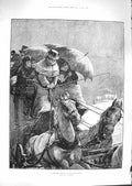 Old Antique Print 1881 Christmas Journey Horses Carriage Train Transport 19th