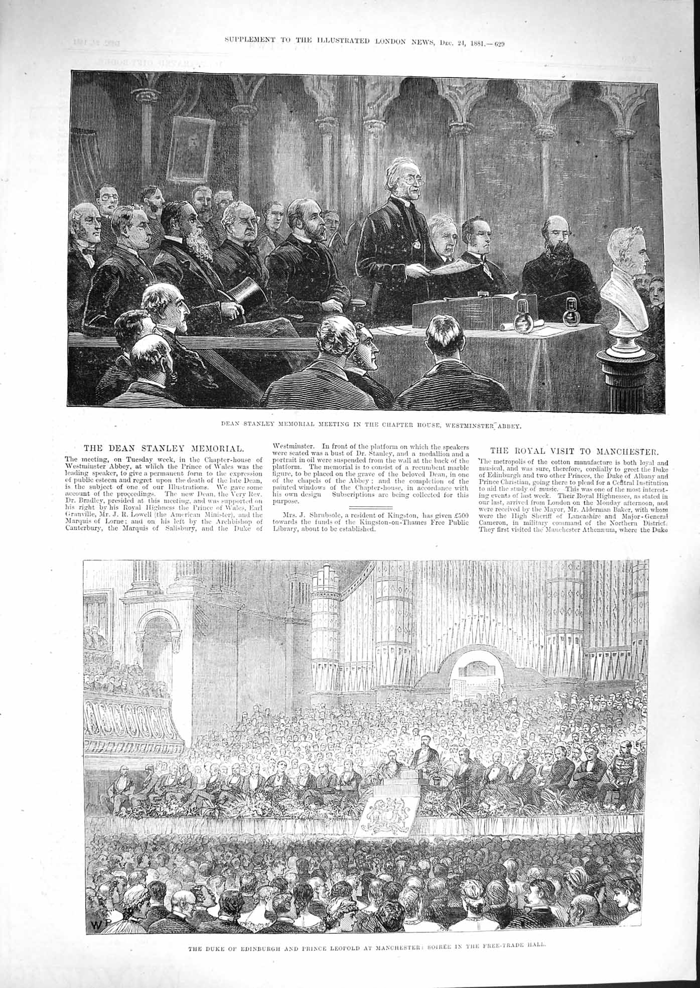 Original Old Antique Print 1881 Dean Stanley Chapter Westminster Edinburgh Leop