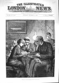 Original Old Antique Print 1881 New Year'S Eve Scene Clock Striking Twelve 19th