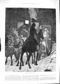 Original Old Antique Print 1881 Interrupted Journey Highwayman Robbery C 19th