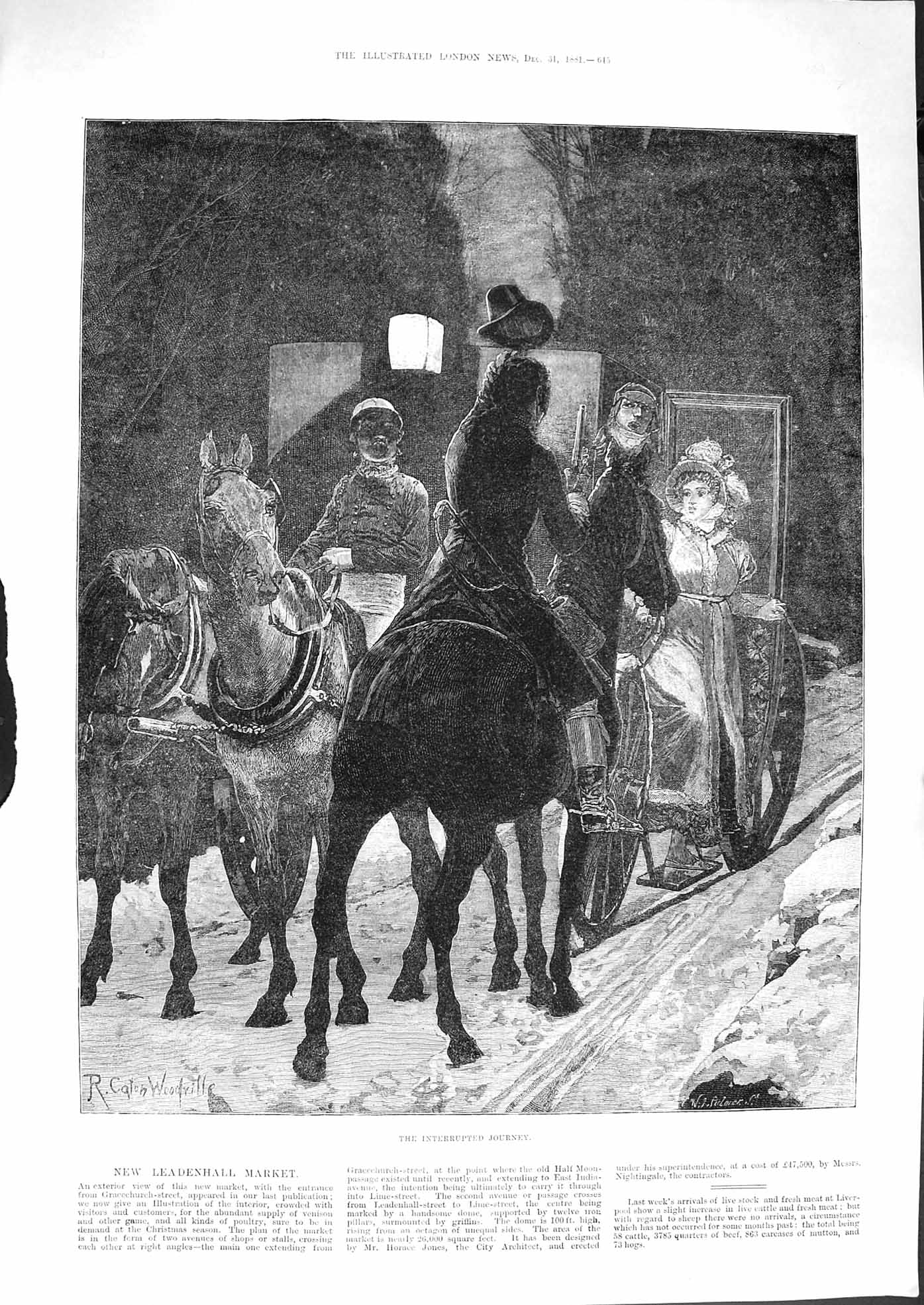 Original Old Antique Print 1881 Interrupted Journey Highwayman Robbery C 19th