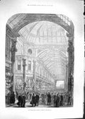 Old Antique Print 1881 Interior Leadenhall Market Building Architecture 19th