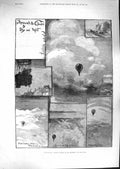 Old Antique Print 1881 Balloon Voyage Coxwell Isle Wight Edgemoor Powell 19th