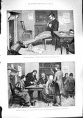 Old Antique Print 1881 Ireland Rent Agent'S Office Boycotted Men Drinking 19th