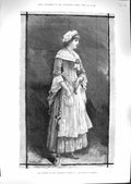 Original Old Antique Print 1881 Portrait Mrs Langtry Haymarket Theatre 19th
