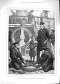 Original Old Antique Print 1881 Victory Ship Portsmouth Trafalgar Anniversary
