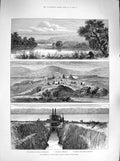 Antique Old Print *3363 1883 Kimberley Waterworks Diamond Fields Africa Vaal